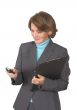 business woman sending sms