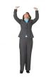 business woman pushing something up