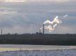 Sunset cloudy industrial landscape