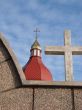 Orthodox Church with red Cupola with Holy Cross