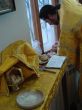 Orthodox priest prepares Sacred Participle foods
