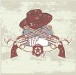   two guns and  hat