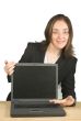 business woman presenting on laptop