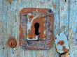 Blue door with keyhole