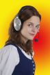 young woman with head set