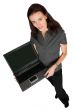 business woman with laptop - full body