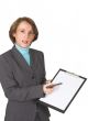business woman showing notes