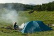 Girl near of a tent
