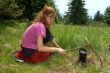Girl heating the water