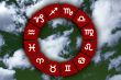 astrological signs on abstract sky