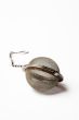 Stainless steel tea ball on white background