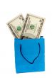 dollar bill on a Shopping bag