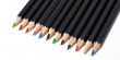 Colored school pencils stacked