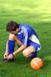 footballer getting ready