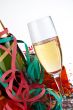Champagne glass and bottle