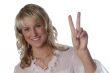 young woman victory sign