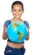 Girl with a globe of the world