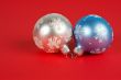 One white and blue Christmas ball