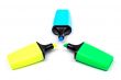 Three coloured labellers