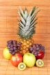 Fresh fruits on bamboo mat
