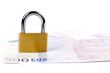 Locked padlock and money