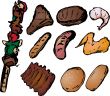 Barbecued meats illustration