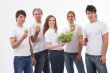 five people - many green apples