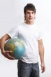 globe under his arm