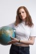 the globe in her hands