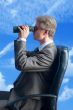 the businessman, field-glasses, future in the sky