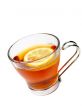 Glass cup of tea with lemon