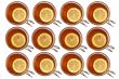Glass cups of tea background