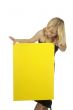 woman with empty poster