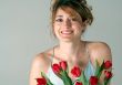 woman with tulips