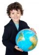 with a globe of the world