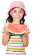 adorable girl eating watermelon