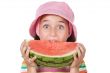 adorable girl eating watermelon