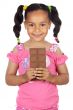 adorable girl eating chocolate