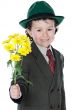 adorable boy with flowers