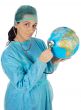 doctor examining the planet earth