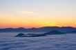 Spring sunrise over the fog