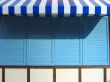 Eaves in blue and white pattern
