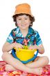 adorable boy playing in the beach
