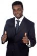 attractive businessman celebrating a triumph