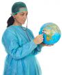 doctor examining the planet earth