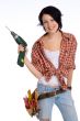 girl with drilling machine