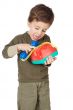 adorable boy speaking on the telephone