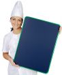 happy attractive cook woman whit slate