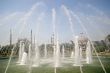 Blue Mosque through fountains