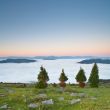 Spring sunrise over the fog
